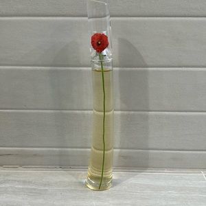 Kenzo Tall Clear Bottle with Red Flower Accents